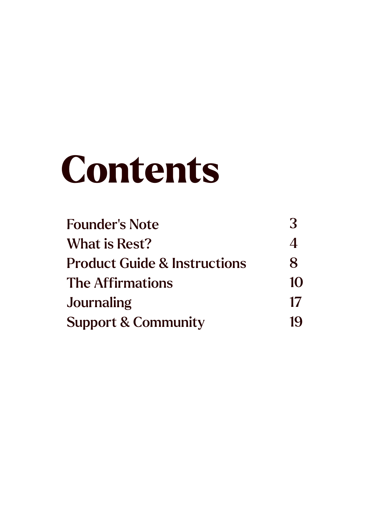 Studio Olea Before the Bloom digital rest guide table of contents