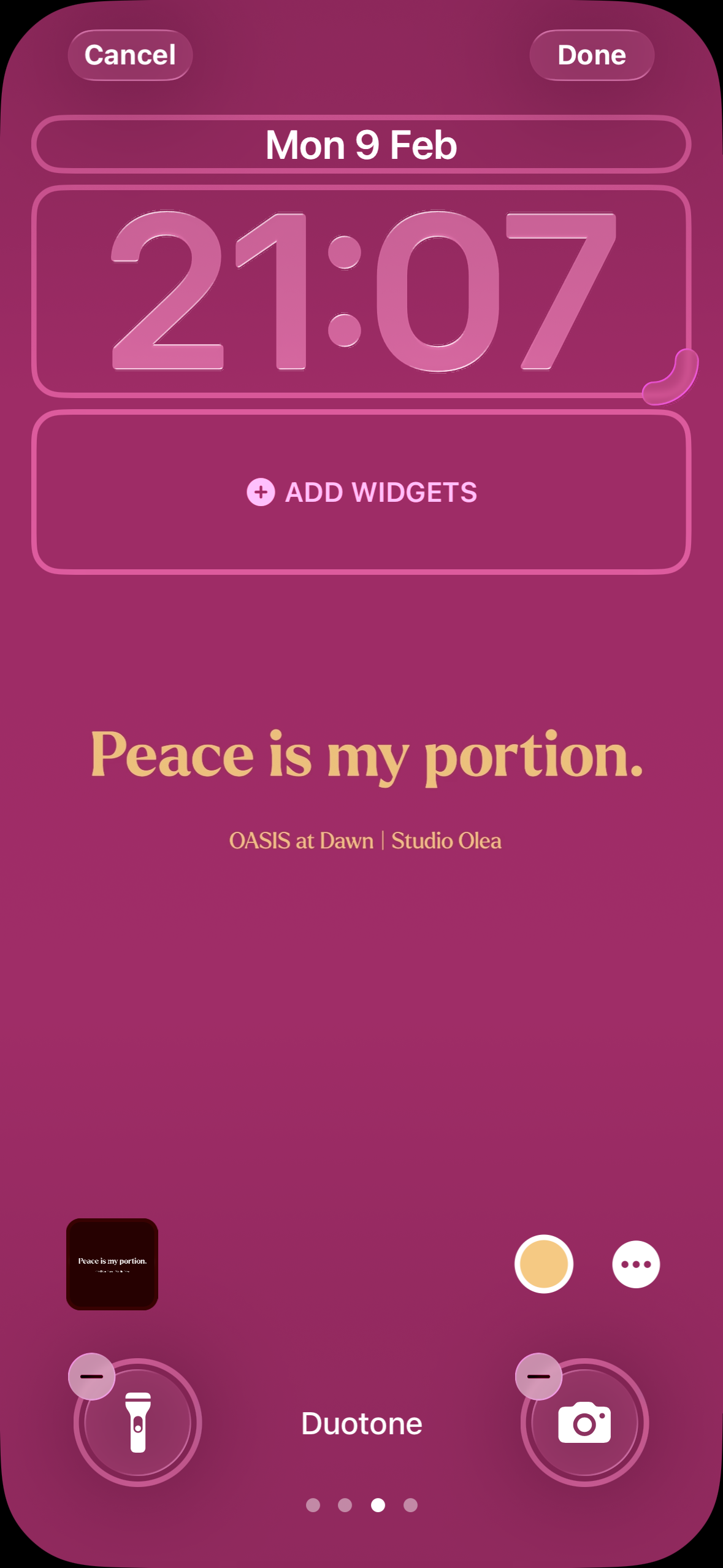 Aesthetic digital phone wallpaper edit pink for intentional pause with affirmation: peace is my portion 